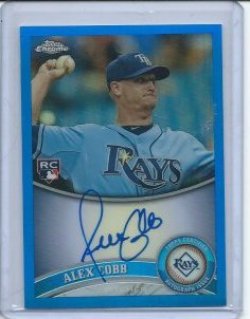 2011 Topps Topps Chrome Alex Cobb Blue Refractor RC/AU