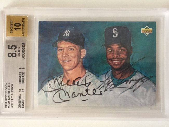 Mickey Mantle/Ken Griffey Jr 1994 Upper Deck Autograph Card Beckett 10  Authentic Auto