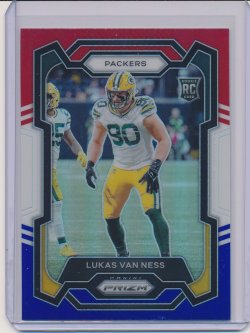    Lukas Van Ness 2023 Panini Prizm Prizms Red White and Blue RC