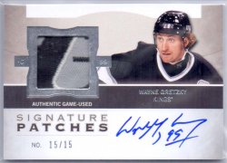 2012-13 Upper Deck The Cup Wayne Gretzy Signature Patches Game Used Logo Patch On Card Autograph