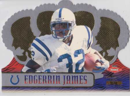 1999 Edge Triumph Edgerrin James Signed Football Card