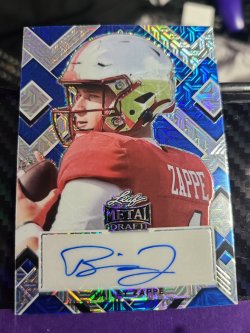 2022 Leaf Metal Draft Bailey Zappe Portrait Autographs Mojo Blue