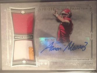 2014 Topps Museum Collection Aaron Murray Dual Relic Two-color Patch Auto 178/200 RC