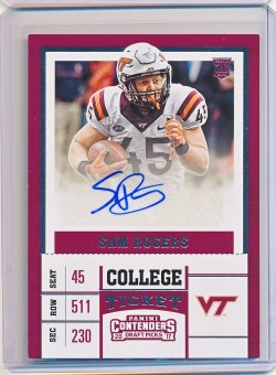    Sam Rogers 2017 Panini Contenders Draft Picks Autograph