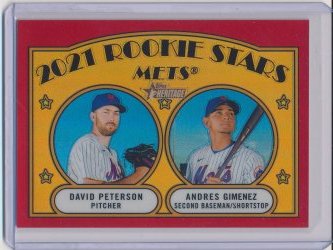    Andres Gimenez and David Peterson 2021 Topps Heritage Chrome Red Refractor RC /372