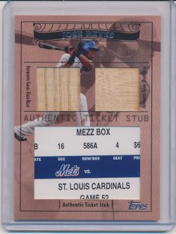    Jose Reyes 2009 Topps Ticket to Stardom Ticket Stubs Plus Memorabilia Dual /210