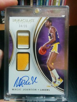 2015-16 Panini Immaculate Magic Johnson AU/Dual Patch #34/35