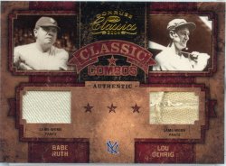 2004 Donruss Classics Babe Ruth Lou Gehrig Combo Jersey
