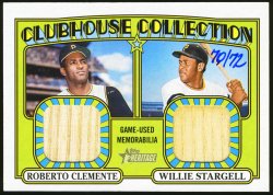 2021 Topps Heritage Clubhouse Collection Dual Relic Roberto Clemente & Willie Stargell