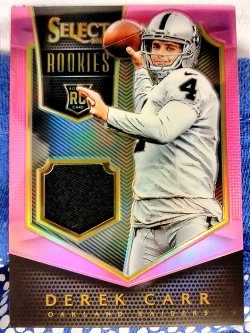 2014 Panini Select Derek Carr Rookies Jersey Fuschia Prizm