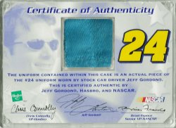 2000  Hasbro firesuit card Jeff Gordon