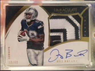 2015 Panini Immaculate Collection  Dez Bryant Premium Patch Auto/49