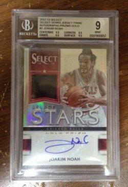 Panini Select Joakim Noah Select Stars Patch Auto Gold Prizm /10