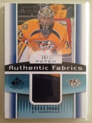 2013/14 Upper Deck Sp game used Pekka Rinne authentic fabrics patch AF-PR