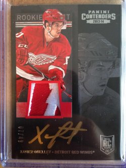 2013 Panini Panini Contenders Xavier Ouellette Gold Rookie auto patch #222