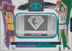 2021-22 Panini Impeccable Silver Dual NBA 75th Anniversary Logo FOTL Larry Bird / Magic Johnson #ed 7/8