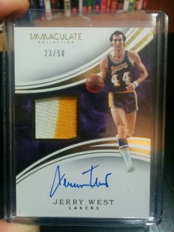 2015=16 Panini Immaculate Jerry West AU/2clr Patch #23/50