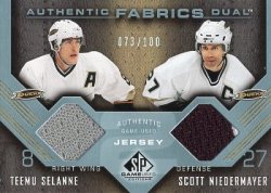 2007/08  SP Game Used  Authentic Fabrics Duals Selanne/Niedermayer