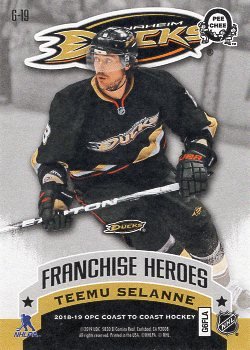 2018/19 O-Pee-Chee Coast to Coast Franchise Heroes Selanne/Getzlaf