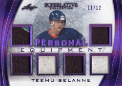 2021 Leaf Superlative Collection Personal Equipment Purple Selanne