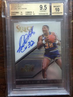 2014 Panini Select Karl Malone Auto BGS 9.5/10