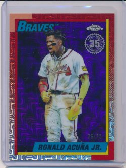    Ronald Acuna Jr. 2025 Topps Update 1990 Topps Silver Pack Chrome Purple Refractor /75