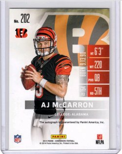 2014 Panini Contenders AJ McCarron Playoff Ticket Variation 1 Auto