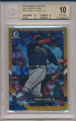    Ronald Acuna 2018 Bowman Chrome Gold Refractor RC /50 BGS 10