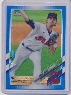    Shane Bieber 2021 Topps Chrome Blue Refractor /150