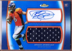 2012 Topps Finest Brock Osweiler Blue Refractors Jersey Auto