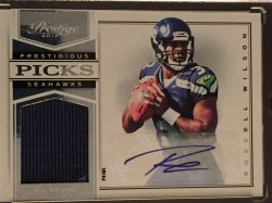 2012 Panini Prestige Prestigious Picks Materials Prime Autographs #31 Russell Wilson/99
