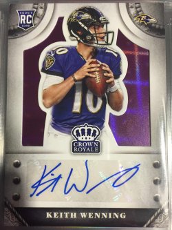 2014 Panini Crown Royale Rookie Signatures Purple Plaid #SKW Keith Wenning