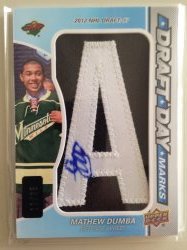 2013/14 Upper Deck Sp game used Mathew Dumba draft day marks A ddm-md