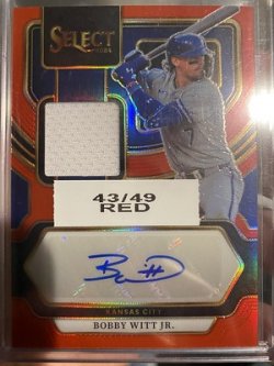 2024 Panini select red prizm auto/gu bobby witt