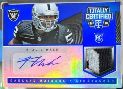 2014 Panini Totally Certified Khalil Mack Rookie Autograph Jersey Prime Mirror Blue