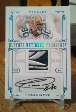 2007 Playoff National Treasures Donald Driver Jersey Brand Logo Autograph
