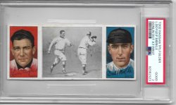1912  Hassan T202 Donlin Out At First/Doyle/Merkle PSA 2