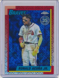    Ronald Acuna Jr. 2025 Topps Update 1990 Topps Silver Pack Chrome Blue Refractor /150
