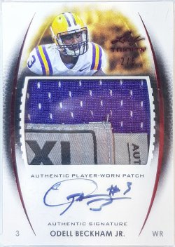 2014 Leaf Trinity  Odell Beckham Jr patch auto red laundrey tag