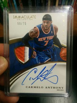 2014-15 Panini Immaculate Carmelo Anthony AU/3clr Patch #59/75