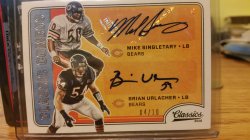 2016 Panini Classics Brian Ulacher and Mike Singletary classic combos dual auto 4/10