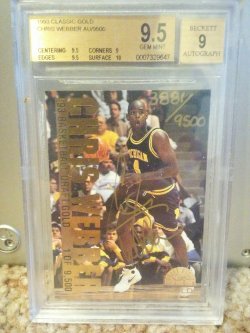 1993 Classic Gold Chris Webber BGS 9.5 Gem Mint AU/9500 RC