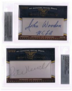 2009 Leaf  John Wooden & Pete Newell Dual Cut Autograph
