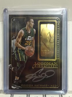 2015 Panini National Treasures Gordon Hayward Gold Manufactured Logoman Signatures