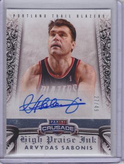 2014-15 Panini Crusade Arvydas Sabonis High Praise Ink GOLD