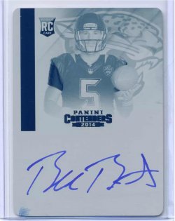 2014 Panini Contenders Blake Bortles Autograph ROOKIE  Printing Plate Cyan  1/1