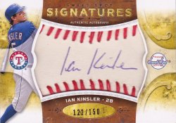 2009 Sweet Spot Signatures Red Stitch Blue Ink Ian Kinsler