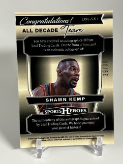2025 Leaf Sports Heroes All Decade Shawn Kemp