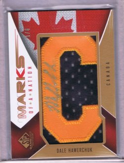 9 Upper Deck SP Game Used Dale Hawerchuk Marks of a Nations Gold Parallel