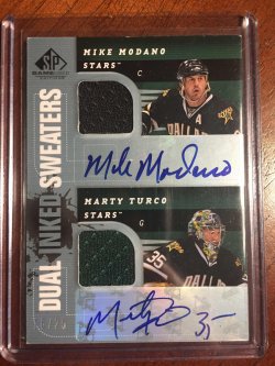 2008 Upper Deck SP Game-Used Dual Inked Sweaters #INK-MT Mike Modano/Marty Turco